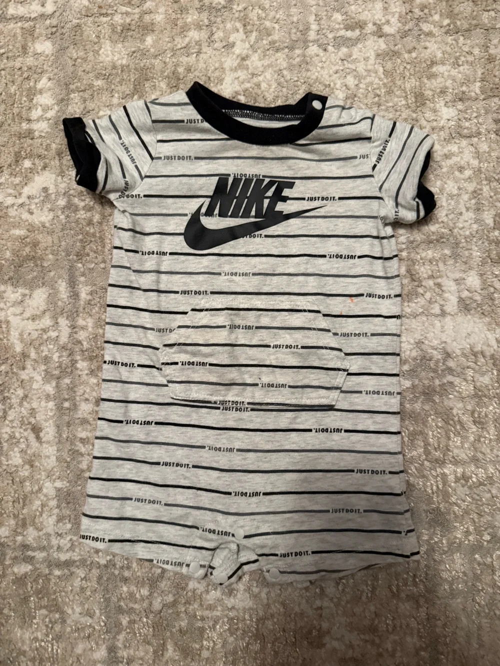 Nike Gray & Black Striped Kids One-Piece romper size 6M